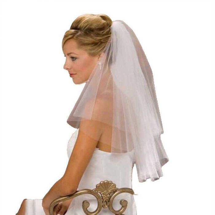 Welon ślubny #3 podwójny 80cm klasyczny dwuwarstwowy tiul biały