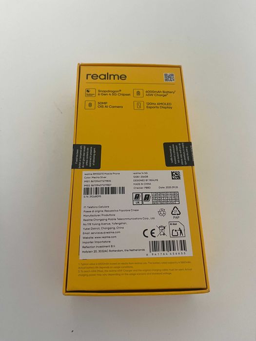 Realme 14 5G 12/256 GB Mecha Silver - Nowy telefon, fabrycznie zapakowany, zaplombowany