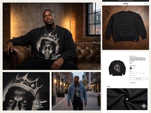 Чорний світшот The Notorious B.I.G. "Biggie Smalls" з великим принтом та автографом