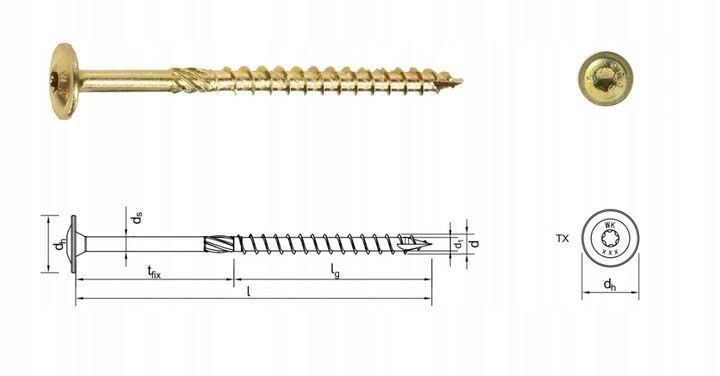 Саморіз конструкційний,шуруп теслярський по дереву WKCP , KMWHT