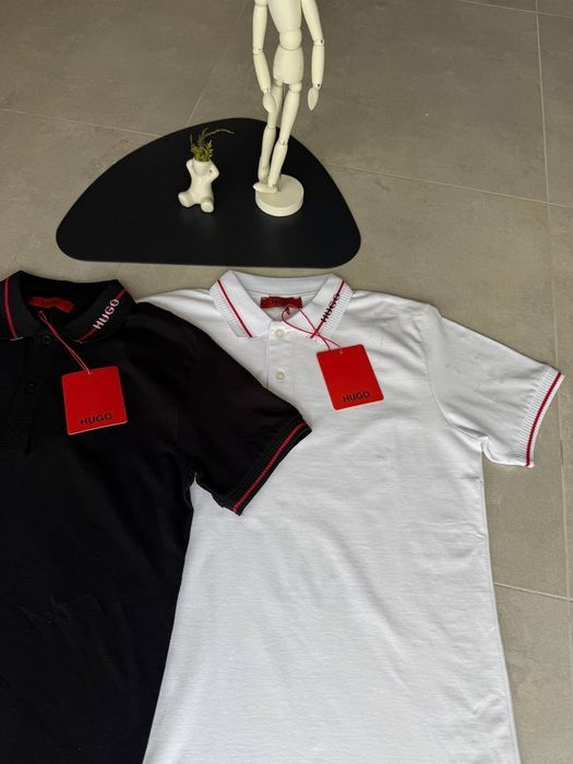 Крута поло футболка Hugo Boss  чорна та біла  розмір  S-XXL