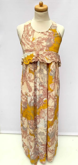 Sukienka H&M Wzory Kwiaty Falbanka Maxi Long M 38