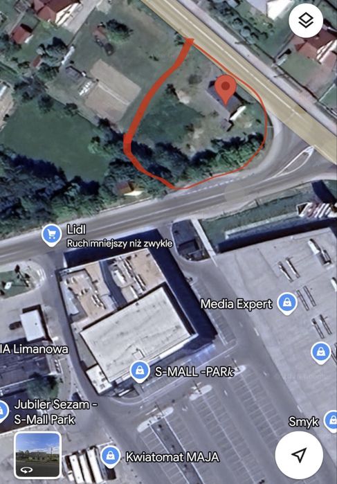 Działka inwestycyjna MN/U Limanowa 1261 m² przy DK28