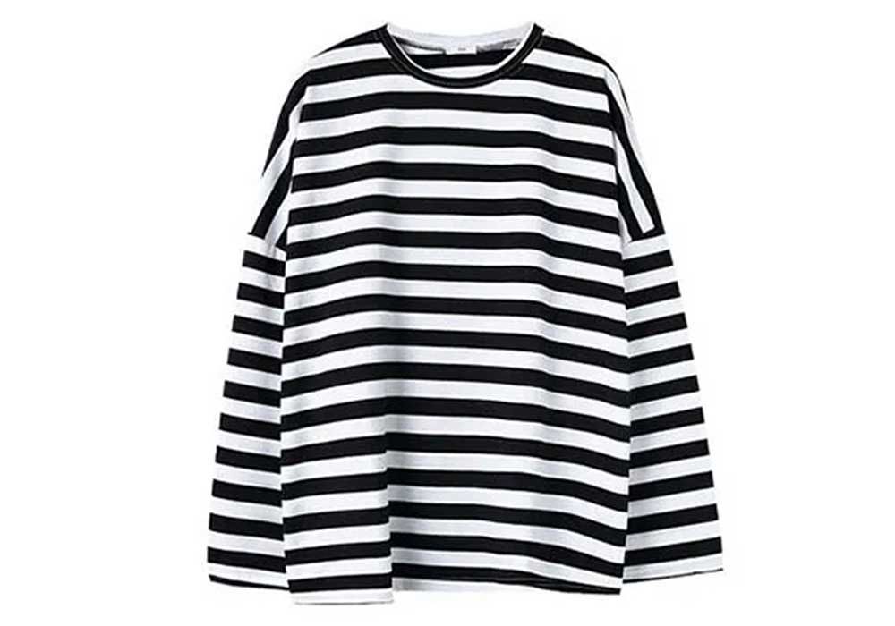 Лонгслив в черно-белую полоску | Longsleeve Striped sk8, Oversize, y2k