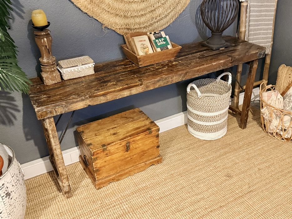 aparador consola mesa bancada trabalho teca indiana oriental rustica