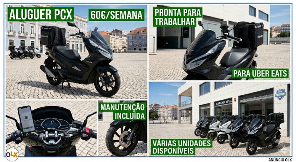 Mota PCX / Nmax para Aluguer Uber Eats / Estafetas – 60€/Semana