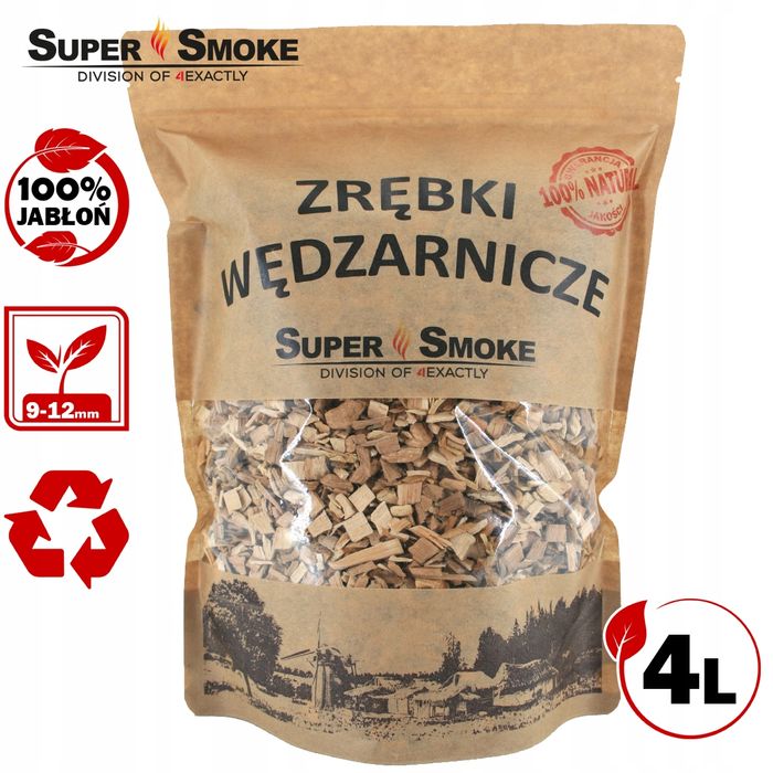 Zrębki Wędzarnicze SuperSmoke JABŁOŃ KL-10 (9-12mm) Large 4L Kraft