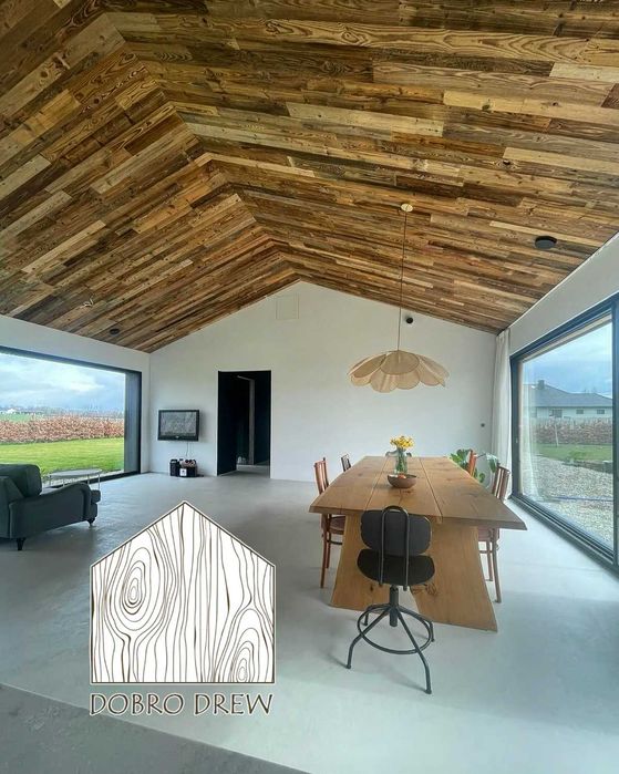 stare deski na ścianę lamele naturalne panele ścienne sufit boho loft