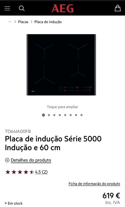 Placa de indução nova AEG com garantia