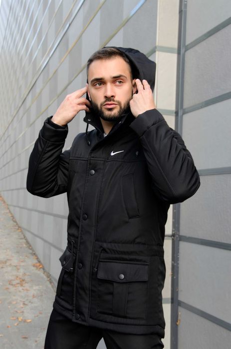 Куртка парка чоловіча зимова тепла Nike чорна