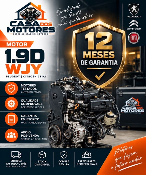 Motor 1.9D WJY Peugeot Citroën Fiat 12 Meses Garantia