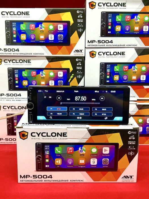 Автомагнітола 1 дін Cyclone MP-5004 Car play , великий дисплей