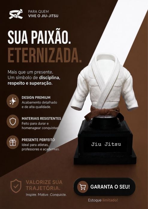 Trofeu bjj - JiuJitsu - Simples de acordo com sua faixa! 15cm