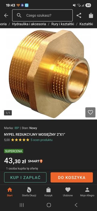 Nypel mosiężny redukcyjny 2''x1