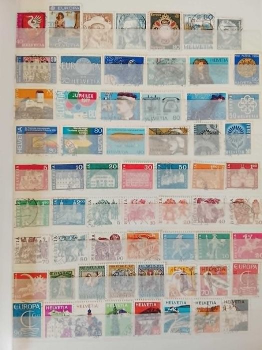 Lote de 160 Selos da Suíça Todos Diferentes.
