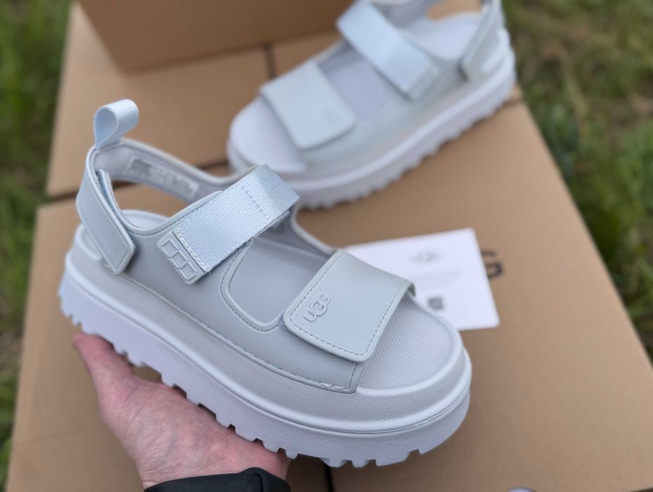 ‼️Останні Розміри‼️Оригінал / Босоніжки UGG Goldenglow Sandals White & Blue / Босоножки Угги / Сандалі Угг