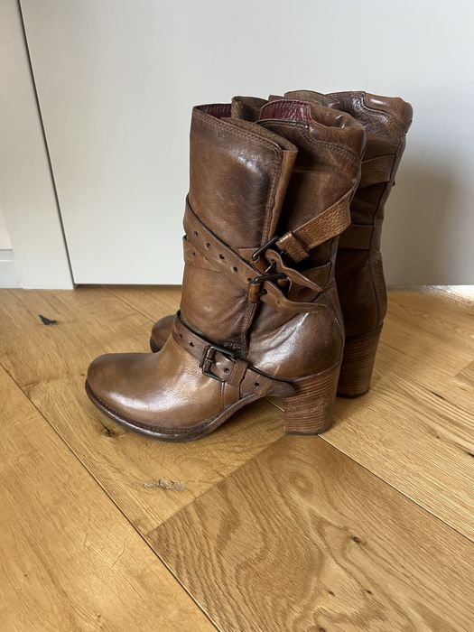 Skorzane, wloskie buty, kozaki roz 41