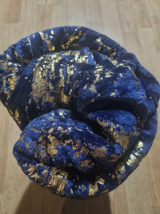 Koc 200x220 marmurek granat niebieski złoty puszysty duży narzuta