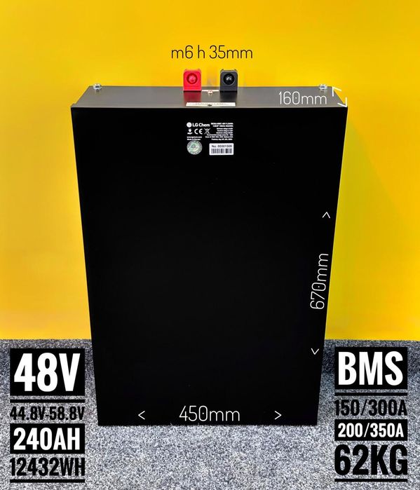 Акумулятор 51.8V 240Ah 12.43kWh BMS 150A LG Chem 14S3P BASIC/STD (Europe) Bluetooth app / для 48V інверторів