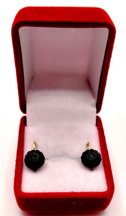 Złote kolczyki z czarnym turmalinem PR.750 W:1,12gr InterSKLEP