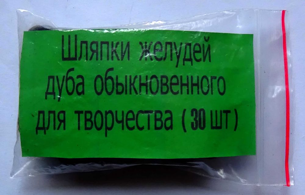 Шляпки желудей, дуба обыкновенного, для творчества -- 30 шт.