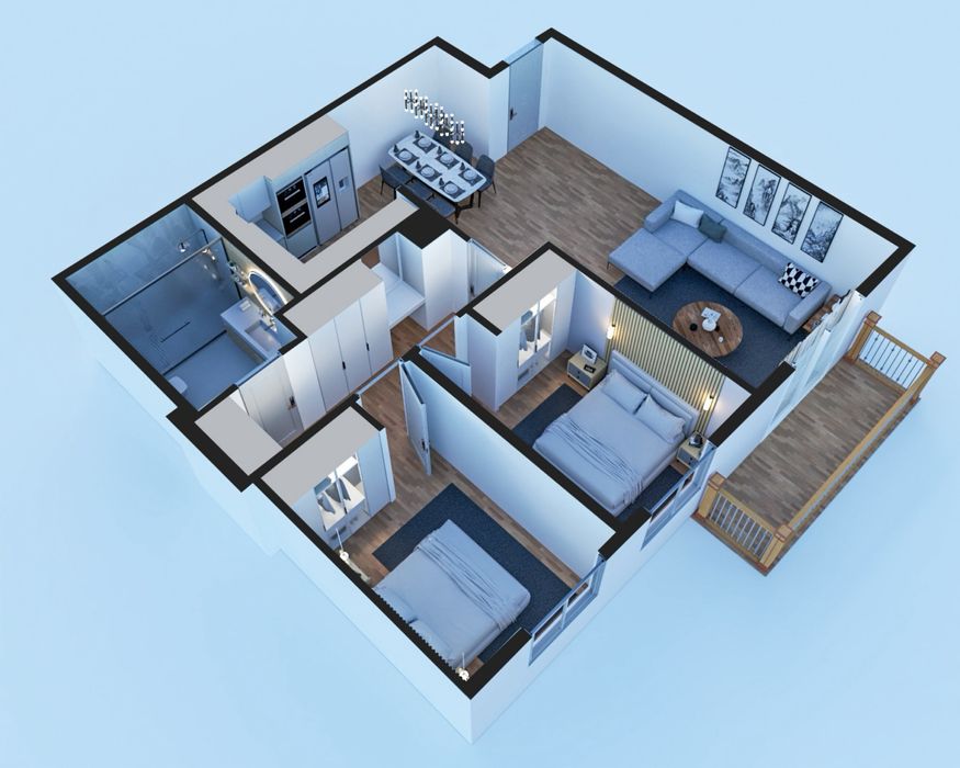 Apartamentos T2 com varanda em construção