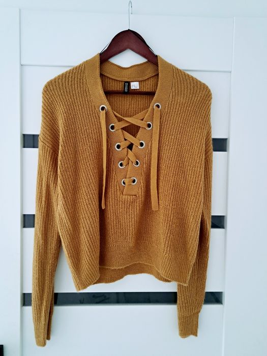 Sweter z wiązaniem na dekolcie H&M 38 M