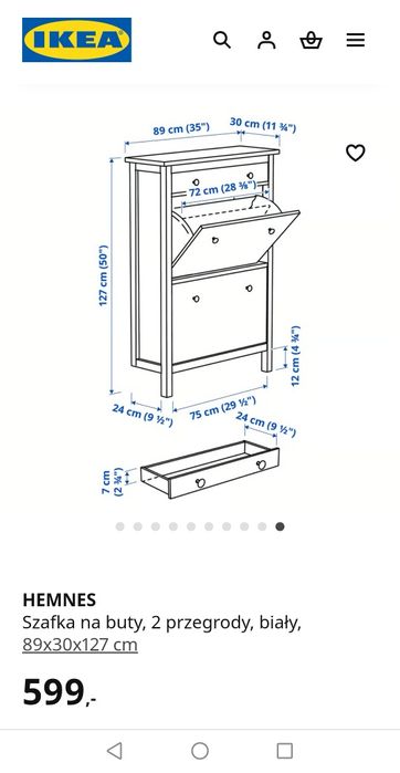 Hemnes Ikea komoda, szafka na buty