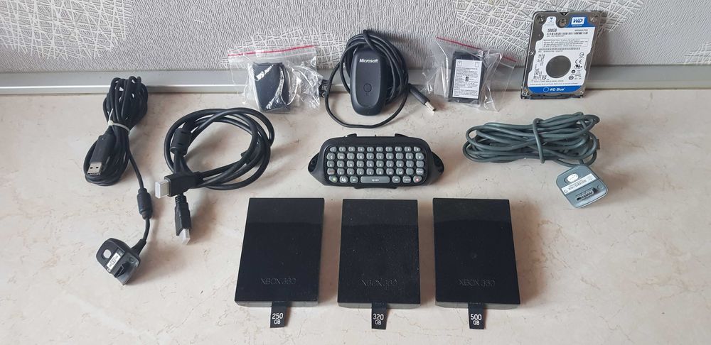 Gry Xbox 360 dysk koszyk klawiatura kabel do pada kabel HDMI