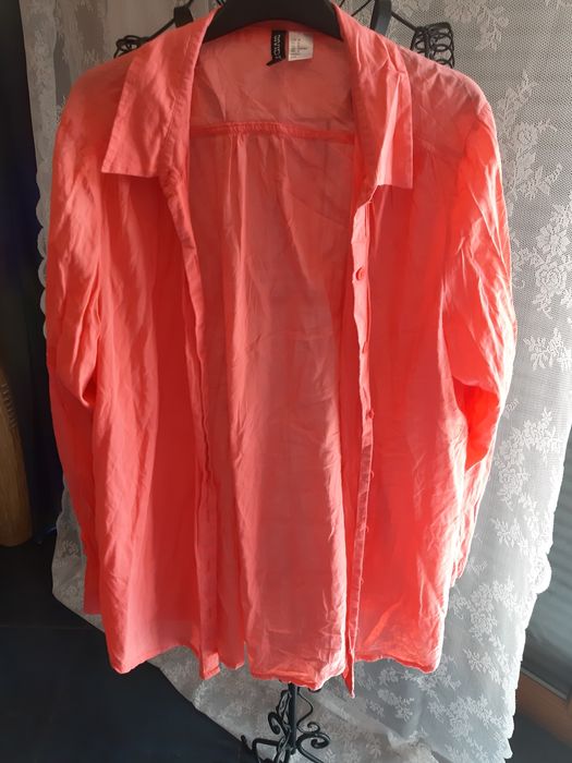Koszula koralowa H&M 38 bawełna lato cienka bluzeczka bluzka koszulka