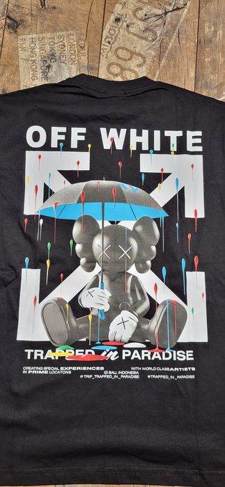 Off white czarna koszulka męska t-shirt bawełna premium parasol M