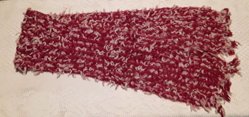 Echarpe / Cachecol em malha tricô vermelho e branco