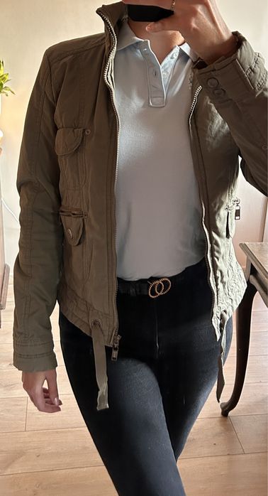 Krótka kurtka khaki moro oliwka boho