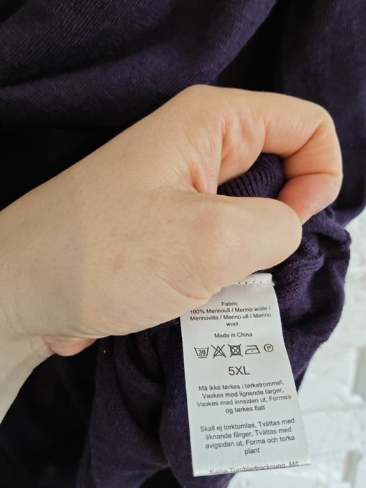 Merino wool fioletowy melanżowy wełniany sweter męski merino wool 5xl