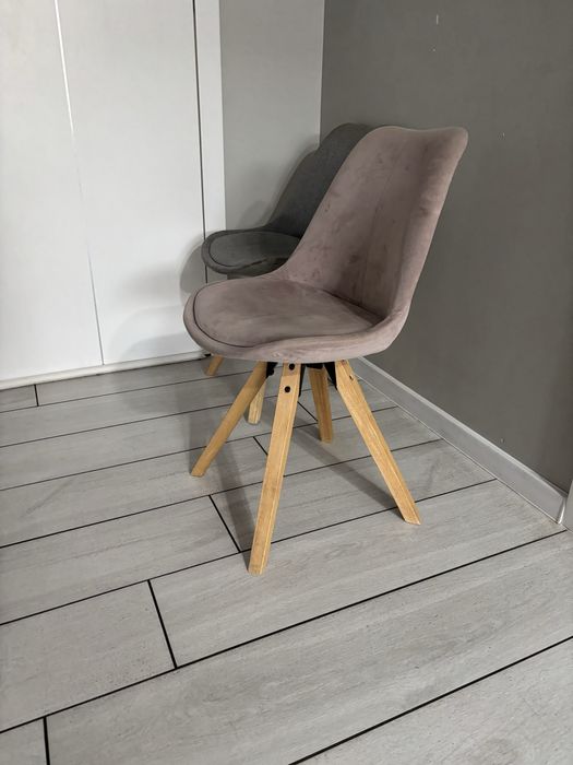 Krzesla 6 sztuk szare różowe skamdynawskie