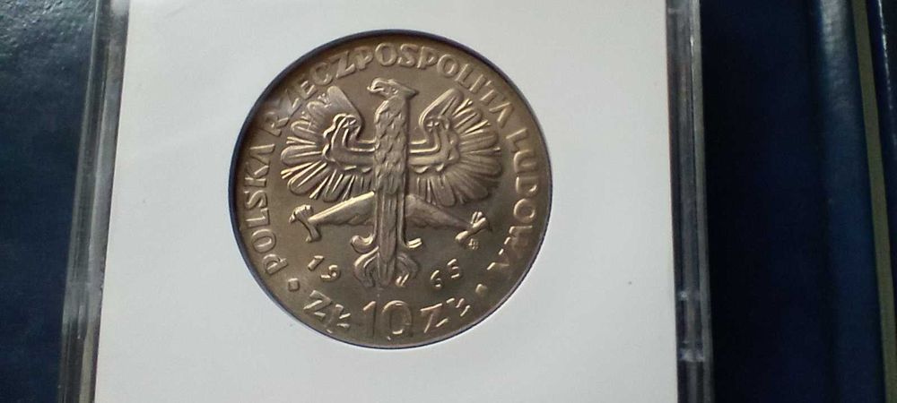 Stare monety 10 złotych 1965 Nike skrętka MS65 PRL