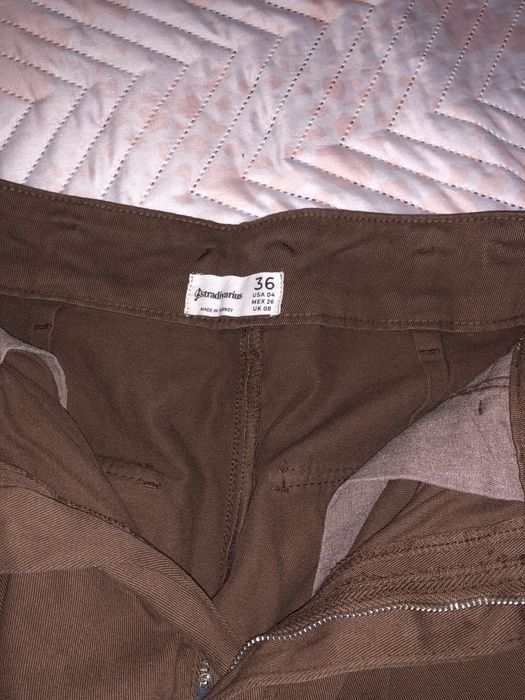 Calças Stradivarius wide leg castanhas