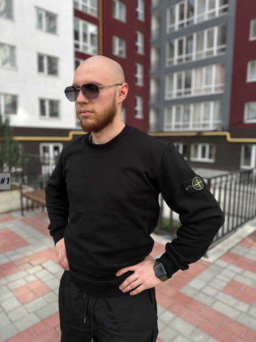 STONE ISLAND Черный Свитшот - Стон Айленд Кофта Стоник