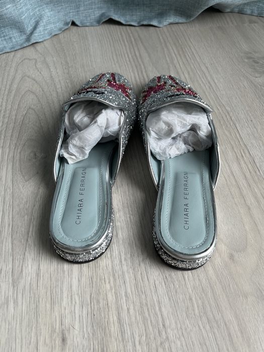 Buty wsuwane Chiara Ferragni 38-39 klapki loafersy baleriny espadryle cekiny