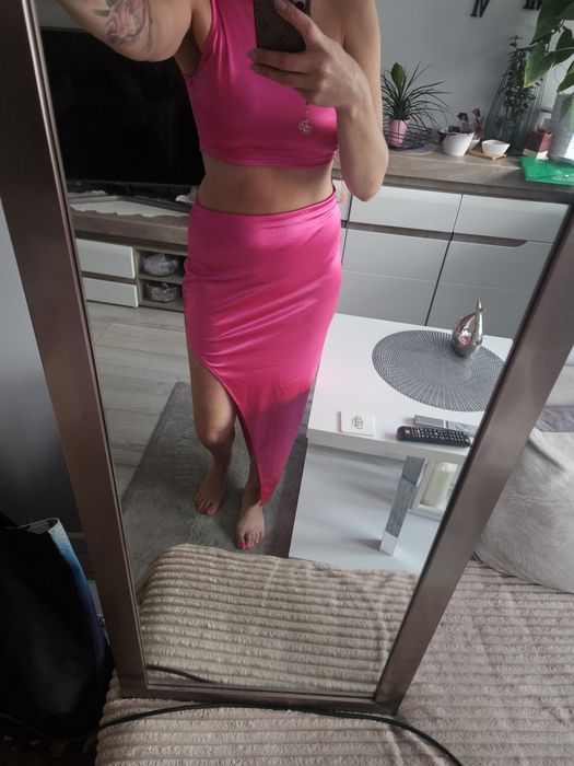 Różowy komplet  #sexy wyjściowy  dwuczęściowy  #L
