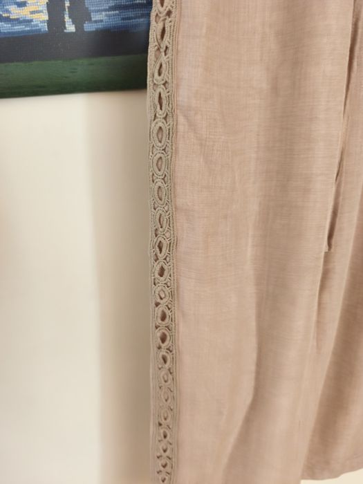 Nowe wiązane piękne materiałowe spodnie brązowe beżowe r.L/xl 40/42