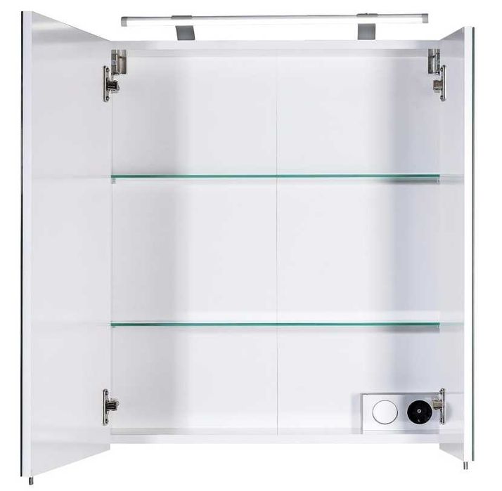 Szafka Łazienkowa Lustrem LED Gniazdko 60x75 BIAŁY POŁYSK Schildmeyer