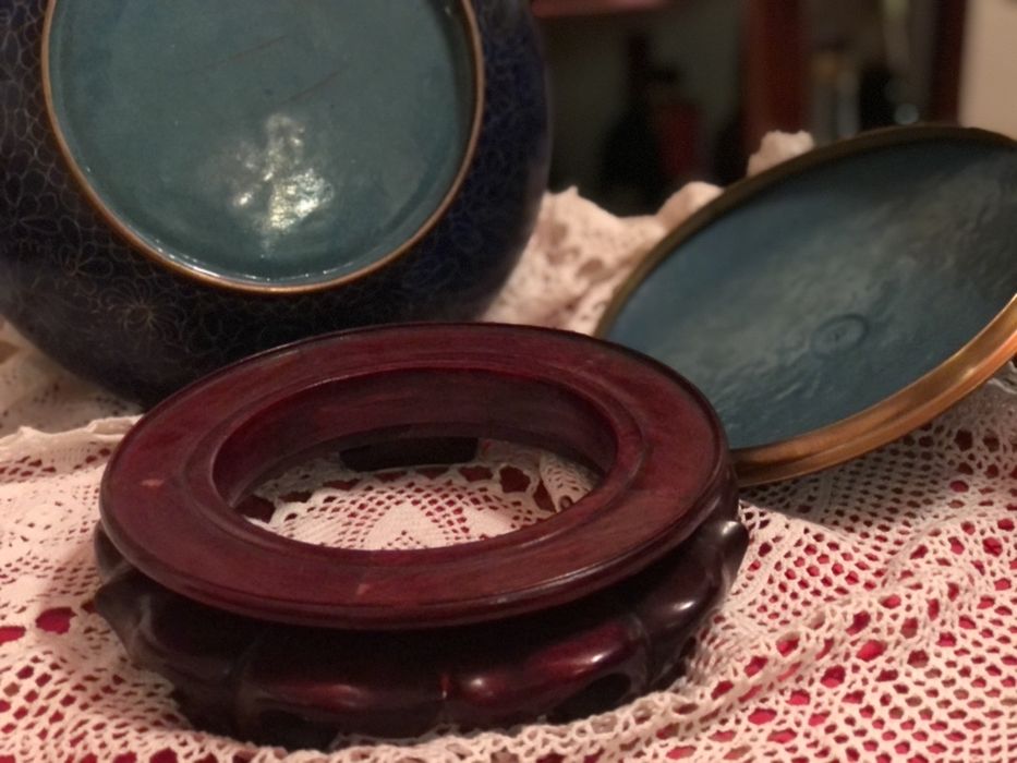 Pote cloisonne azul