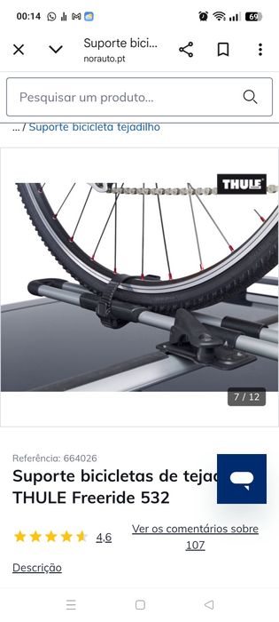 Vendo 3 suportes de bicicletas para tejadilho THULE Freeride  532