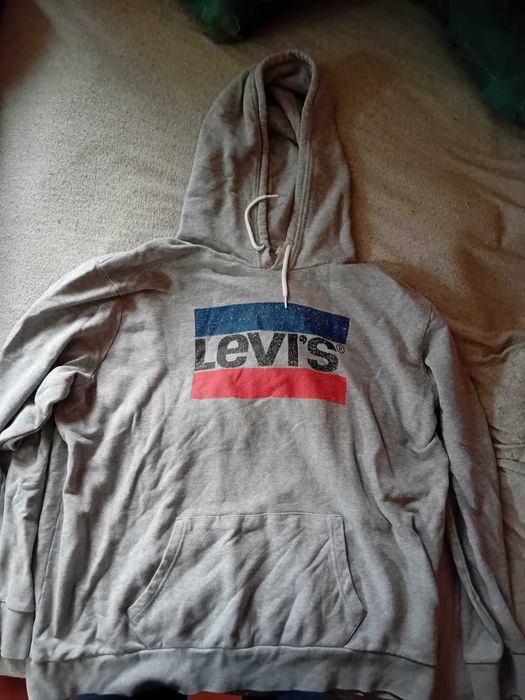 Oryginalna szara bluza z kapturem LEVI'S Graphic Hoodie XL kangurka