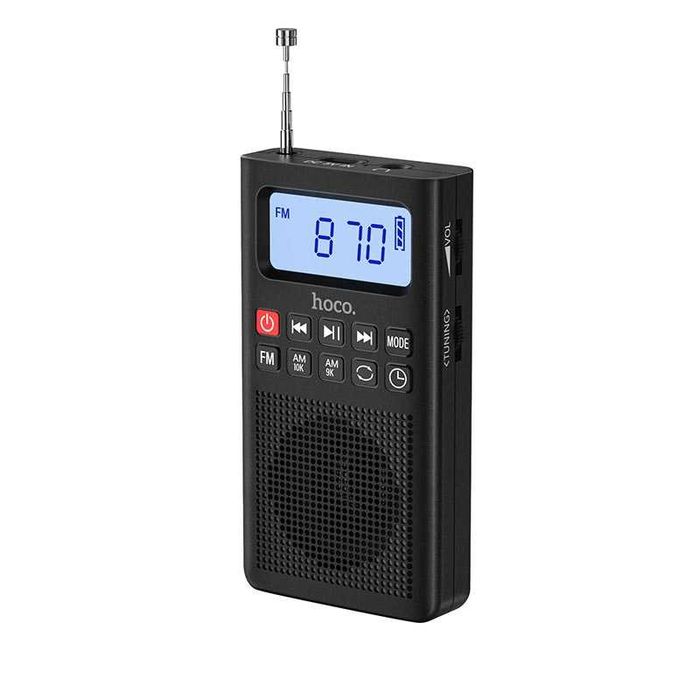 Радиоприемник HOCO HI51 Portable Radio | Портативное радио FM/AM, Bluetooth колонка, плеер MicroSD | Маленький FM приемник с антенной и аккумулятором