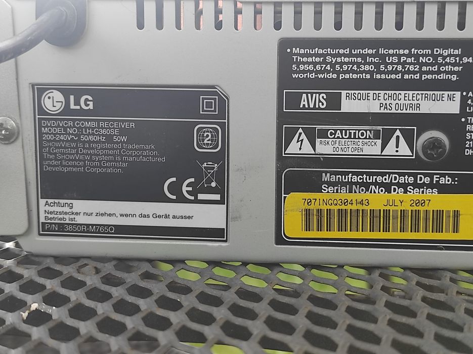 Odtwarzacz DVD VHS, Kino domowe LG LH-C360SE, pilot