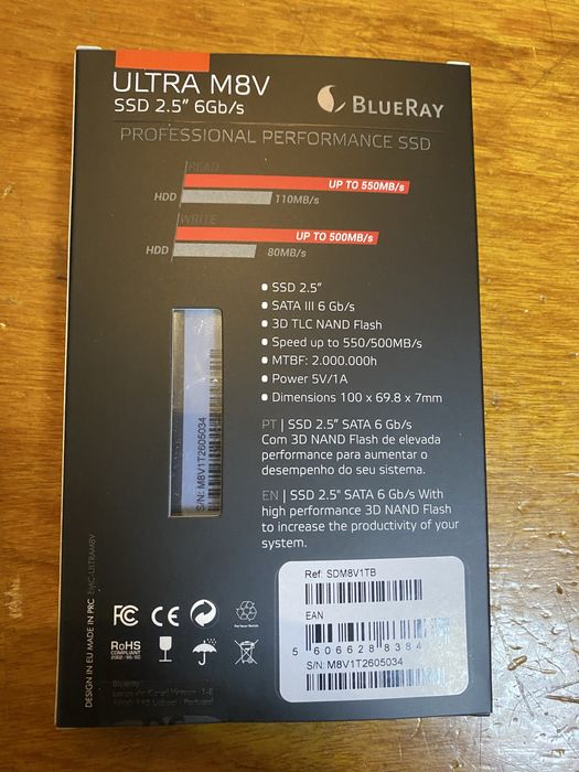 Disco SSD BlueRay 1TB Ultra M8V - Novo embalagem selada