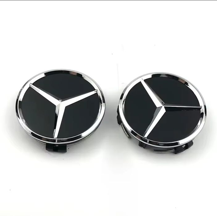 Mercedes dekielki zaślepki na felgi 4 sztuki 75 mm srebrne czarne