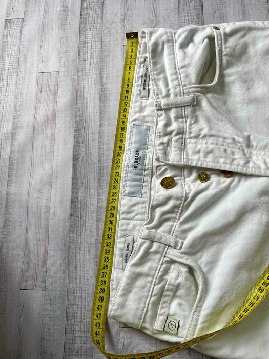 Goldgarn Denim jeansy białe rurki z dziurami elastyczne 100% bawełna